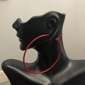 Bebe red hoop earrings